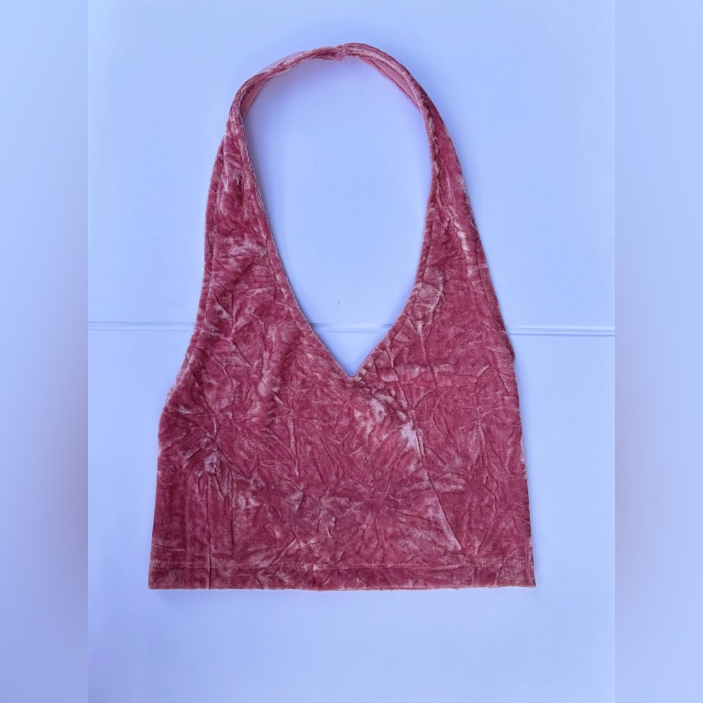 MOTEL Pink Halter Crop Top